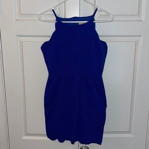 Scalloped Royal Blue Mini Dress